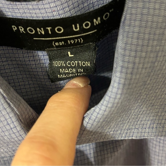 Pronto Uomo Blue Button Down Shirt Large - Picture 4 of 7